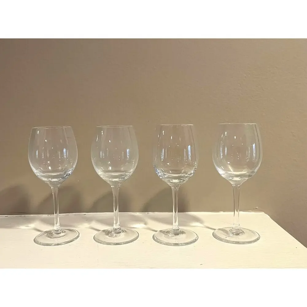 Vintage Clear Glass Cordial Glasses / Mini Wine Glasses, Set of 4